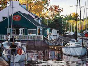 Pointe-Claire Yacht Club, <span class='en'>oil on canvas,</span> <span class='fr'>huile sur toile,</span> 36<span class='en'>in</span><span class='fr'>po</span> x 48<span class='en'>in</span><span class='fr'>po</span> (<span class='en'>SOLD</span><span class='fr'>VENDU</span>)