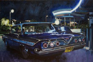 Night Impala, <span class='en'>oil on canvas,</span> <span class='fr'>huile sur toile,</span> 40<span class='en'>in</span><span class='fr'>po</span> x 60<span class='en'>in</span><span class='fr'>po</span> (<span class='en'>AVAILABLE</span><span class='fr'>DISPONIBLE</span>)