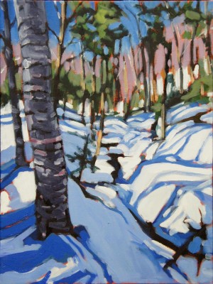 Snow Creek, <span class='en'>oil on canvas,</span> <span class='fr'>huile sur toile,</span> 16<span class='en'>in</span><span class='fr'>po</span> x 12<span class='en'>in</span><span class='fr'>po</span> (<span class='en'>SOLD</span><span class='fr'>VENDU</span>)