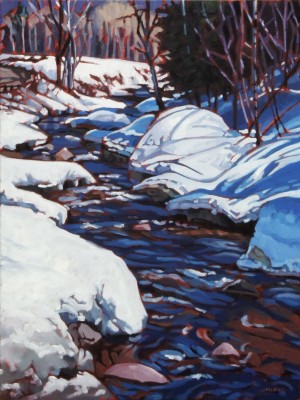 Snow Flow, <span class='en'>oil on canvas,</span> <span class='fr'>huile sur toile,</span> 24<span class='en'>in</span><span class='fr'>po</span> x 18<span class='en'>in</span><span class='fr'>po</span> (<span class='en'>SOLD</span><span class='fr'>VENDU</span>)