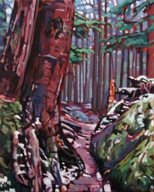 Big Slide Trail, <span class='en'>oil on canvas,</span> <span class='fr'>huile sur toile,</span> 20<span class='en'>in</span><span class='fr'>po</span> x 16<span class='en'>in</span><span class='fr'>po</span> (<span class='en'>AVAILABLE</span><span class='fr'>DISPONIBLE</span>)