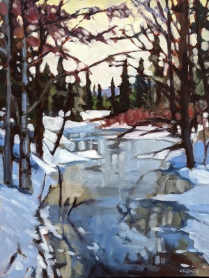 Frozen Creek, <span class='en'>oil on canvas,</span> <span class='fr'>huile sur toile,</span> 16<span class='en'>in</span><span class='fr'>po</span> x 12<span class='en'>in</span><span class='fr'>po</span> (<span class='en'>SOLD</span><span class='fr'>VENDU</span>)