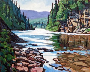 Salmon River, <span class='en'>oil on canvas,</span> <span class='fr'>huile sur toile,</span> 16<span class='en'>in</span><span class='fr'>po</span> x 20<span class='en'>in</span><span class='fr'>po</span> (<span class='en'>AVAILABLE</span><span class='fr'>DISPONIBLE</span>)