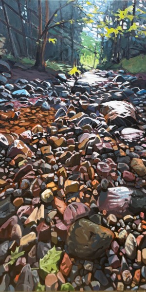 Streamed, <span class='en'>acrylic on canvas,</span> <span class='fr'>acrylique  sur toile,</span> 36<span class='en'>in</span><span class='fr'>po</span> x 18<span class='en'>in</span><span class='fr'>po</span> (<span class='en'>AVAILABLE</span><span class='fr'>DISPONIBLE</span>)