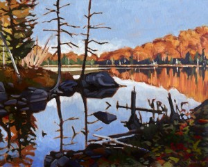 Ranger Lake, <span class='en'>oil on canvas,</span> <span class='fr'>huile sur toile,</span> 16<span class='en'>in</span><span class='fr'>po</span> x 20<span class='en'>in</span><span class='fr'>po</span> (<span class='en'>AVAILABLE</span><span class='fr'>DISPONIBLE</span>)